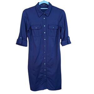 J. McLaughlin Women's Purple Button-Up Shirt Dress Roll-Tab Sleeves Sz XS